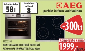 AEG orkaitė su montuojamąja elektrine kaitlente!