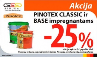 25% nuolaida PINOTEX CLASSIC ir BASE impregnantams!