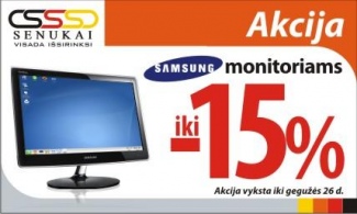 Akcija SAMSUNG monitoriams iki 15% nuolaidos!