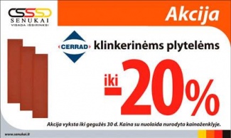 Nuolaidos "CERRAD" klinkerinėms plytelėms iki 20%