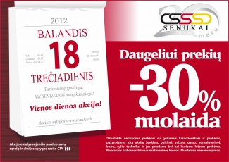 Balandžio 18 d. "Senukuose" daugeliui prekių -30%